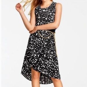 Cabi XS Black White Floral Sleeveless Layered Dress Skirt‎ Tank Top Set